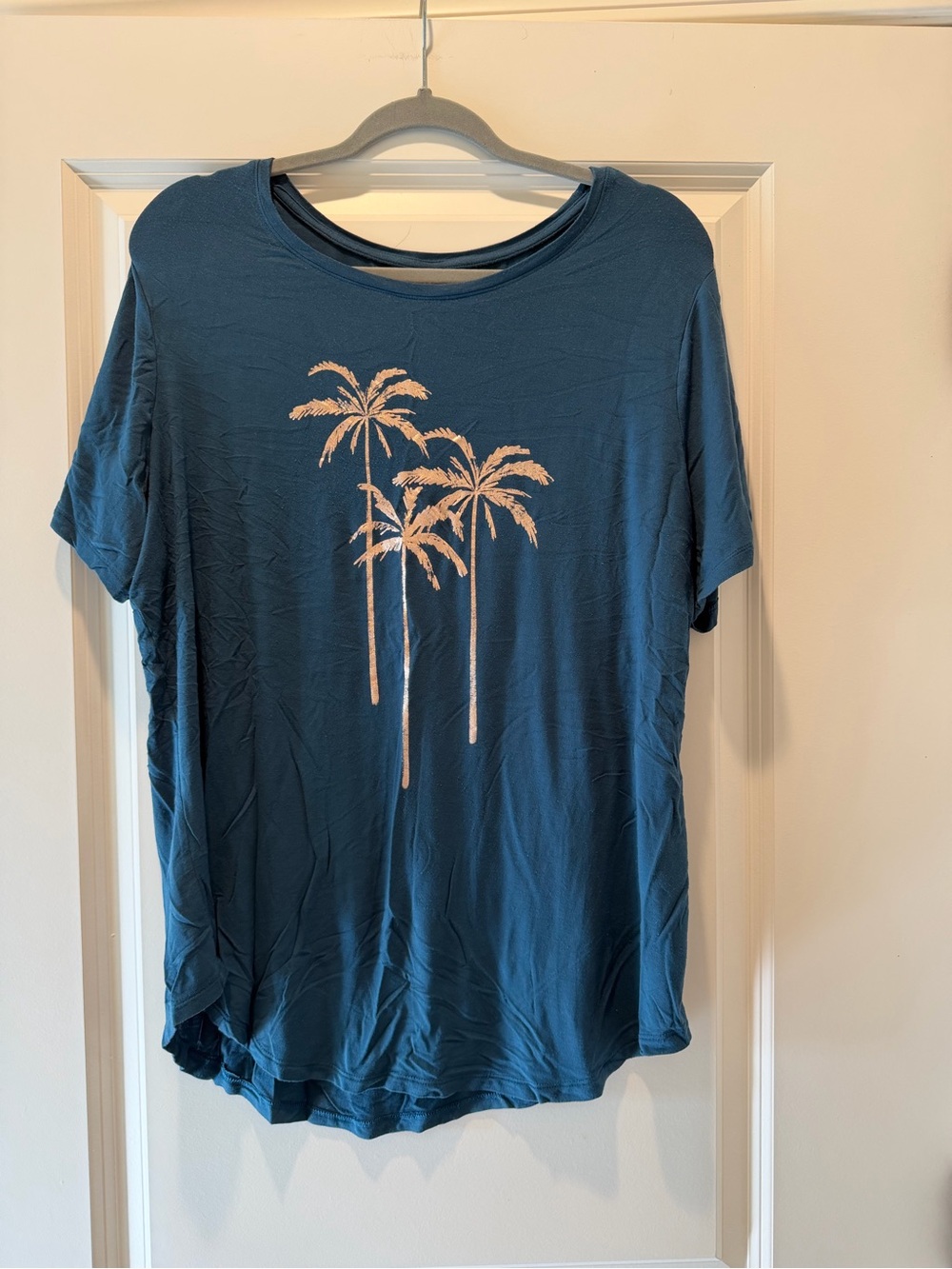 Old Navy Teal Short-Sleeve Tee with Palm Tree Graphic